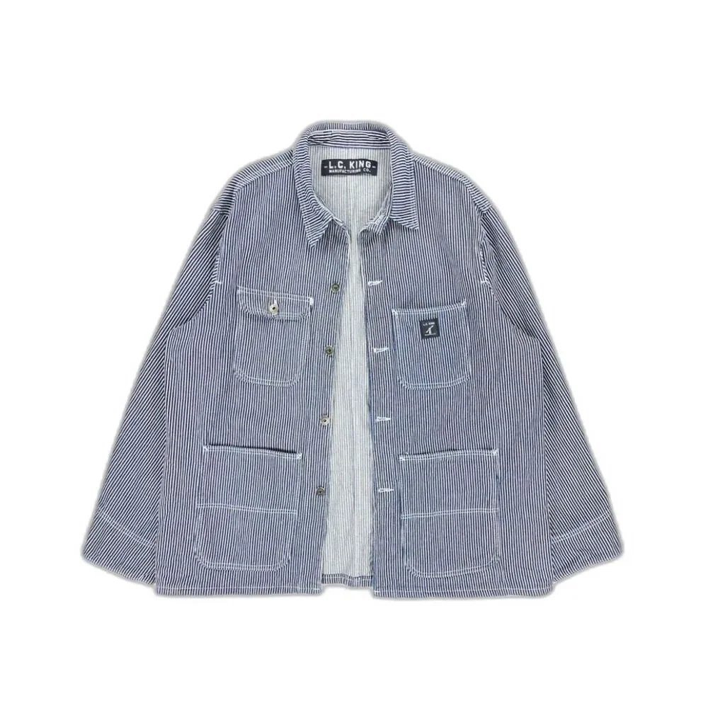 L.C. KING Hickory Stripe Chore Coat Shirt Jacket Railroad Stripe 90s Y2k Indie